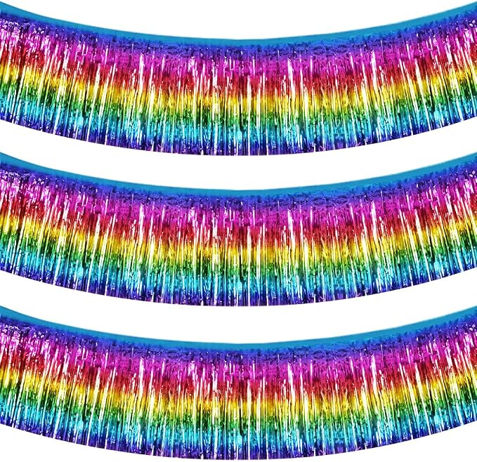 BEISHIDA Dark Rainbow Fringe Garland Banner 30ft Wall Tinsel Foil Streamers | by Beishida
