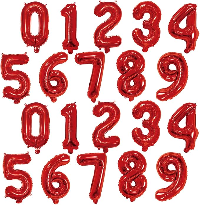 20 Pieces Foil Mylar Number Balloons 0 to 9 Set by YPSelected