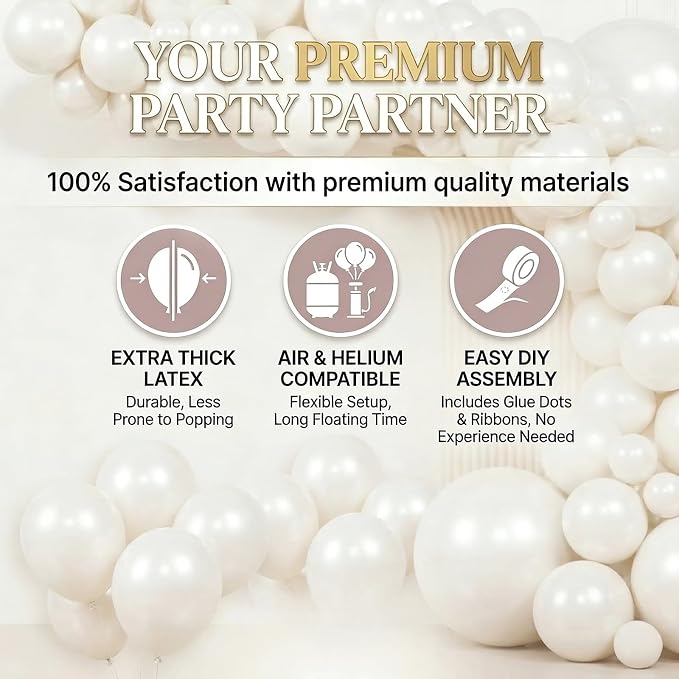 104pcs Pearl White Balloon Garland Arch Kit 18/12/10/5 Inch | Different Sizes - Image 5