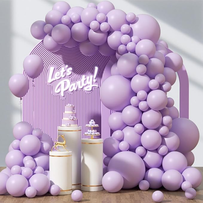 Awenztech 122pcs Pastel Purple Balloons, 18 12 10 5 inch Light Purple Balloons by Awenztech