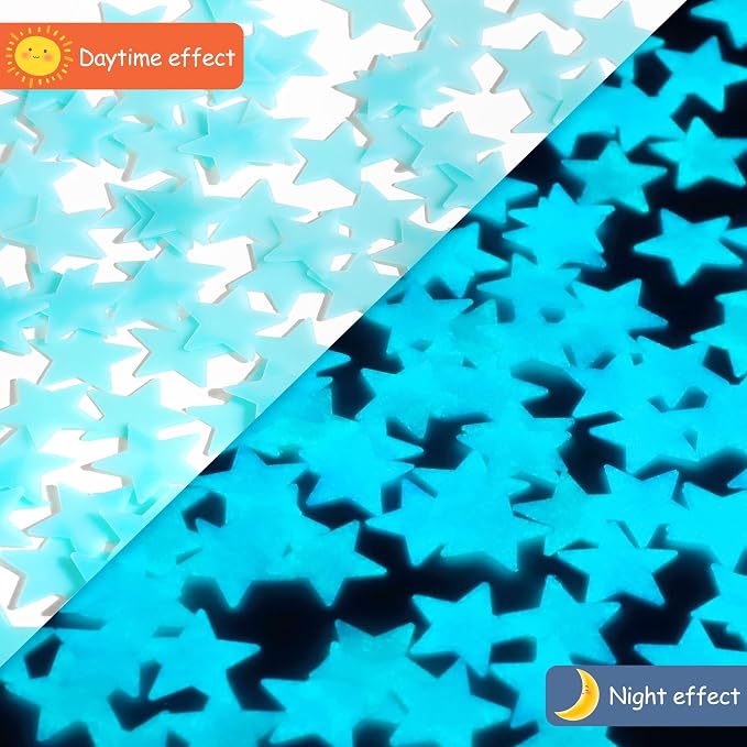 AM AMAONM 100pcs Glow in The Dark Luminous Stars Fluorescent Noctilucent - Image 3