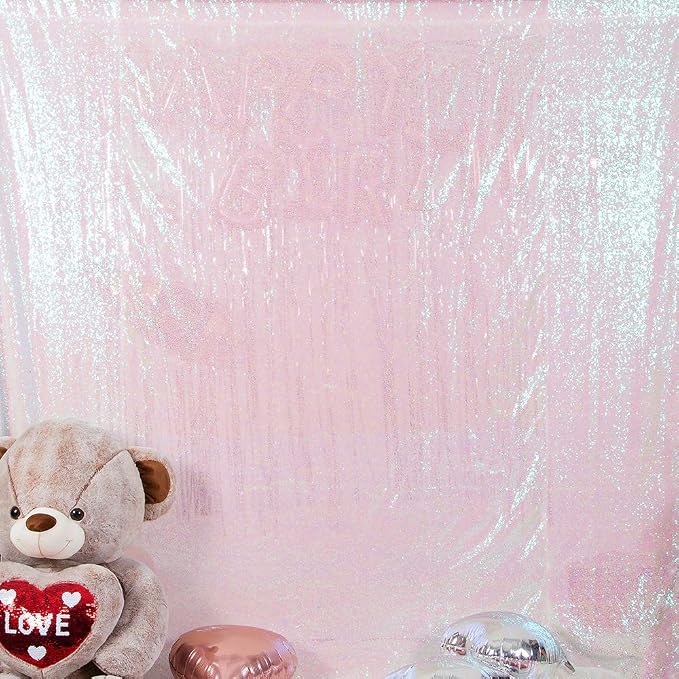 JYFLZQ White Iridescent Sequin Backdrop Curtains 6ft x 8ft 1 Panel Glitter - Image 2