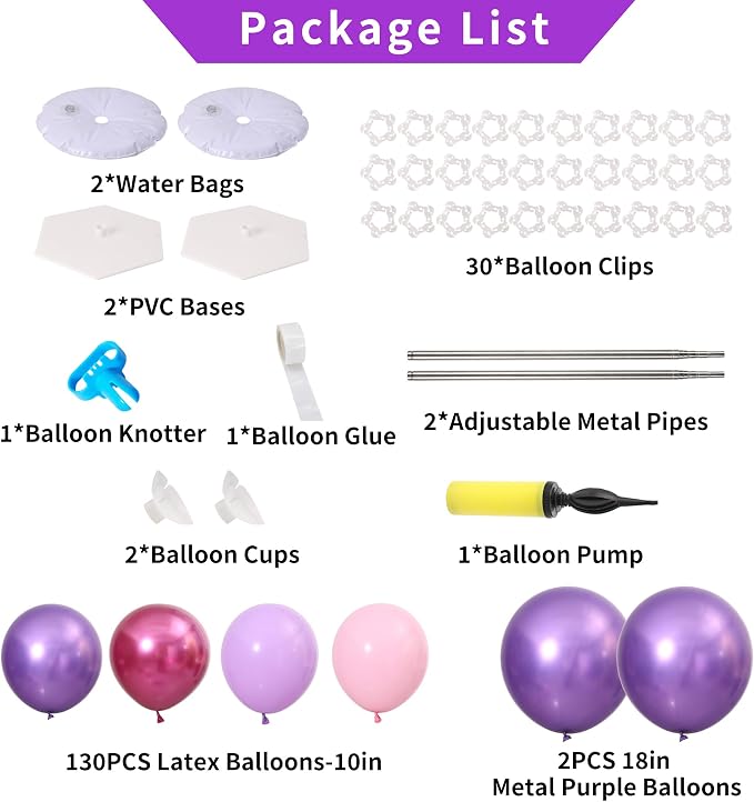 Pink and Purple Balloon Column Stand Kit Set of 2 - Image 3