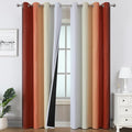 Burnt Orange and Greyish White Ombre Blackout Curtains 84 Inch Long by ESTELARTEXTILER
