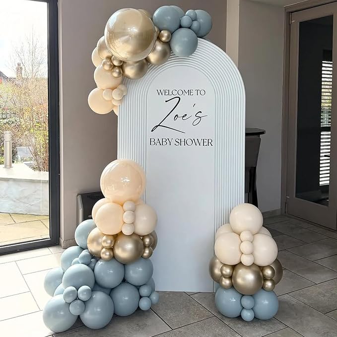 Dusty Blue Beige Balloons, 12 Inch Fog Blue Sand White Balloons - Image 7