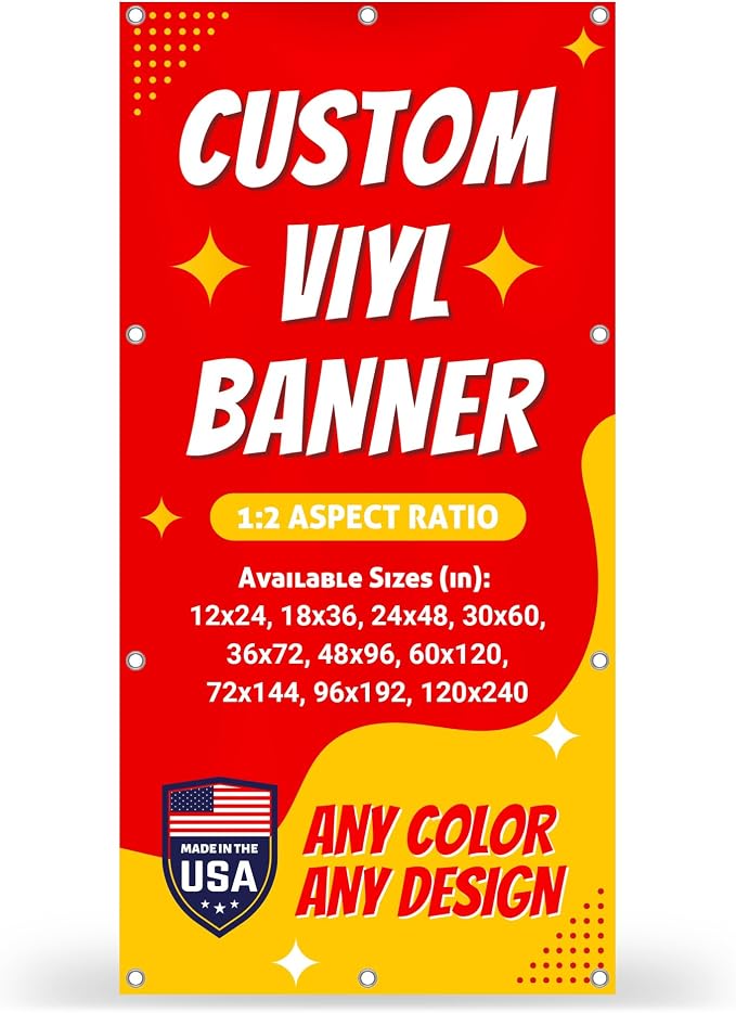 Custom Vinyl Banner with 150+ Sizes – Personalized Outdoor or Indoor Sign – Any by Unknown