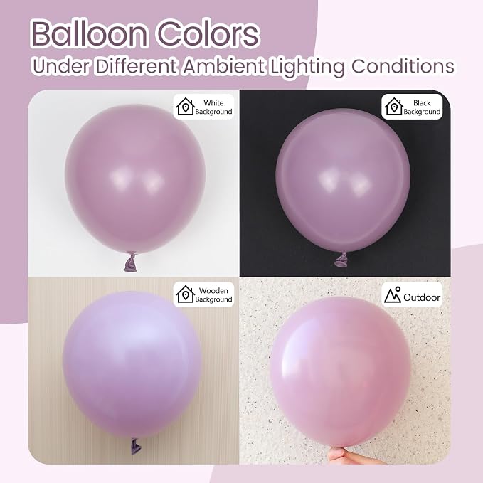 Awenztech 122pcs Dusty Purple Latex Balloons in 18 12 10 5 inches | Boho - Image 5