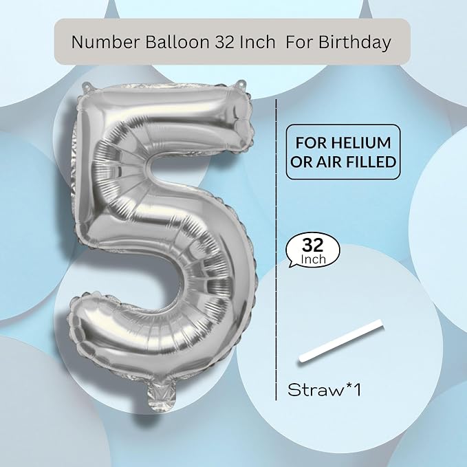 Gold Number Balloon 5 Mylar Foil Balloons 32 inch - Image 8