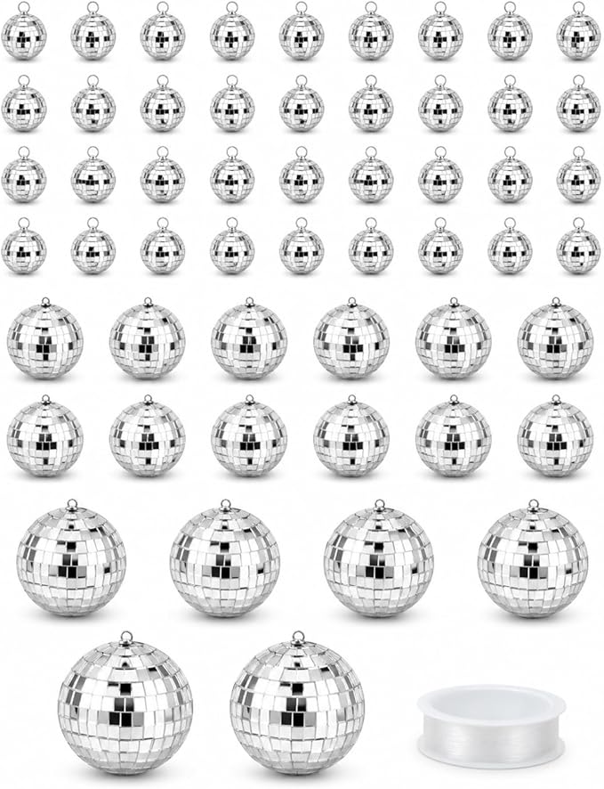 Youdepot 54PCS Mini Silver Disco Balls Hanging Disco Ball Ornaments | by Youdepot