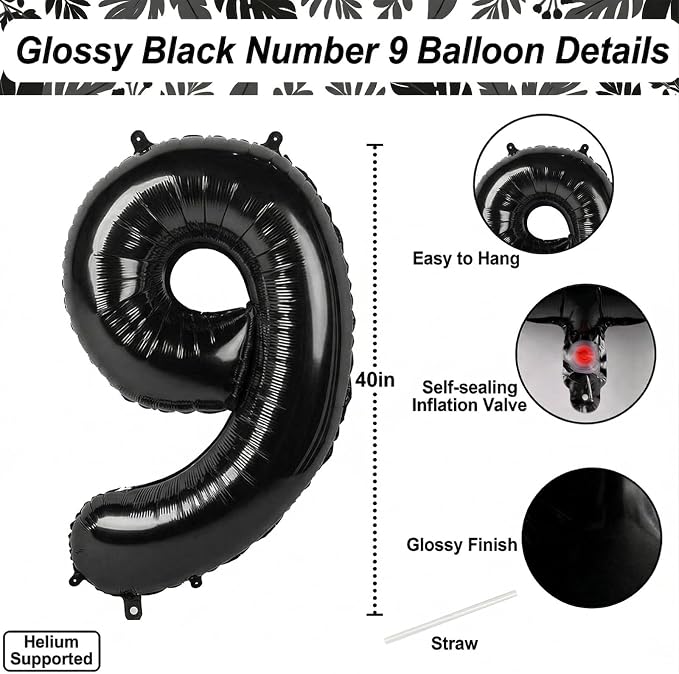 Black Number 19 Balloon 40 Inch, Foil Numeral - Image 4