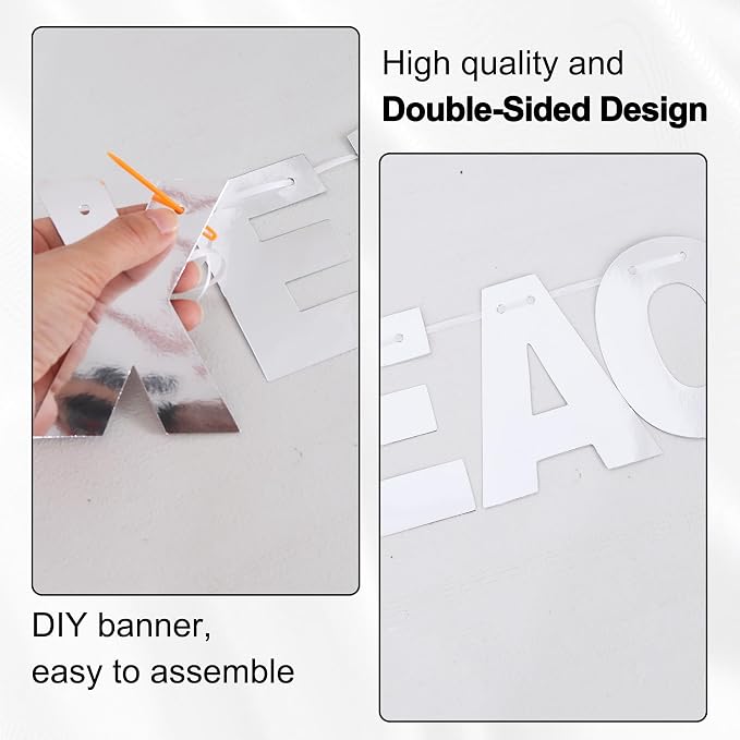 BEISHIDA Double-sided Silver 116Pc A-Z DIY Letter Custom Banner Party Decor | - Image 2