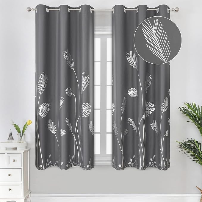 Dark Grey Blackout Curtains Energy Saving Light Blocking Curtains by ESTELARTEXTILER
