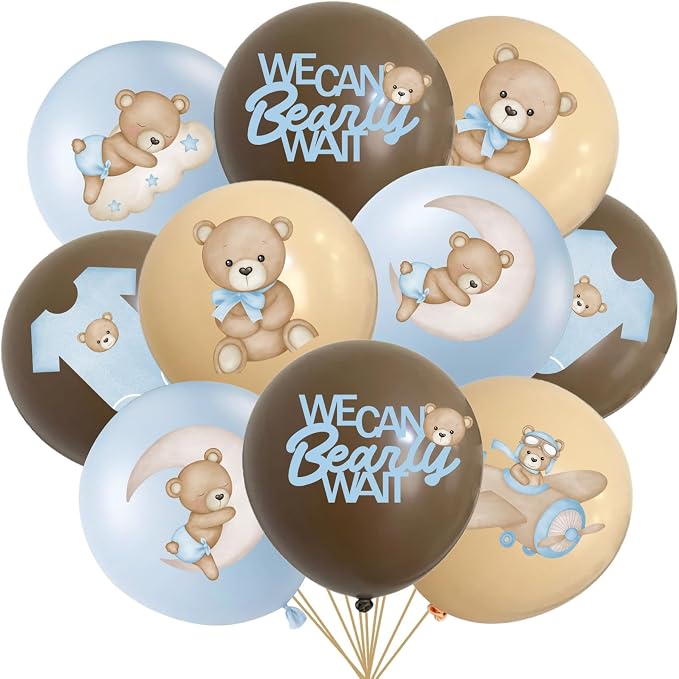24Pcs Bear Balloons for We Can Beary Wait Baby Shower Decorations 12inch by Unknown