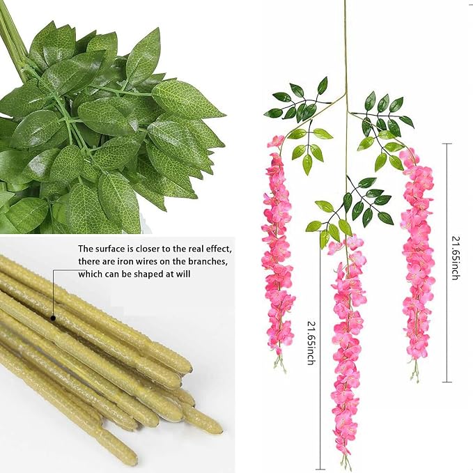 Artificial Wisteria Hanging Flowers Fake Wisteria Flower Garland Silk Vines - Image 5