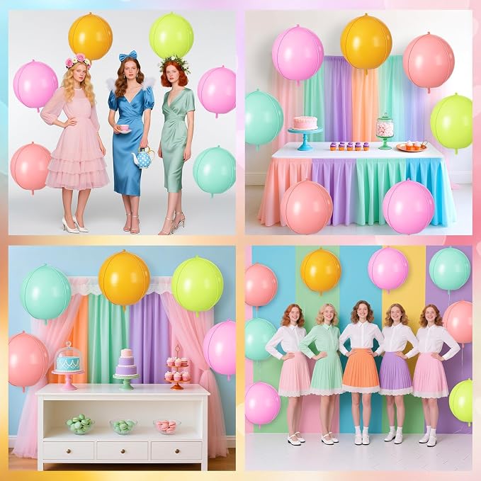 Pastel Colorful Round Foil Balloons 9 pcs - Image 8