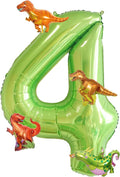 Dinosaur 4th Birthday Decorations 40 Inch Giant Green Number 4 Foil Balloon | by FacnyGather