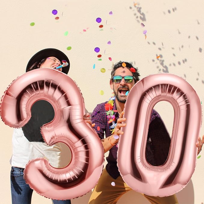 Gejoy 40 Inch Number 30 Balloons Jumbo 30 Foil Giant Number 30 Balloons - Image 4