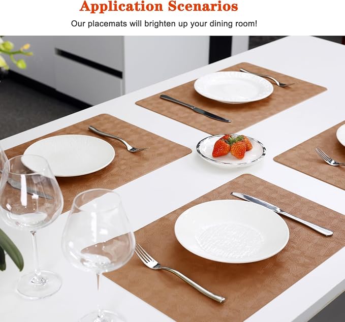 Vinyl Placemats Set of 6 Heat Resistant Easy Clean Non-Slip Place Mats - Image 5