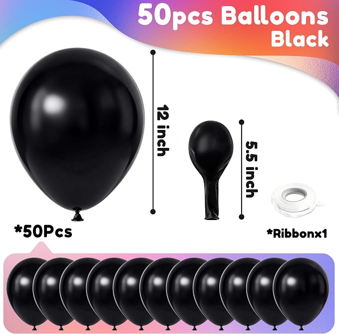 Black Balloons, Baby Shower, Anniversary, Graduation, Wedding Decorations - Image 2