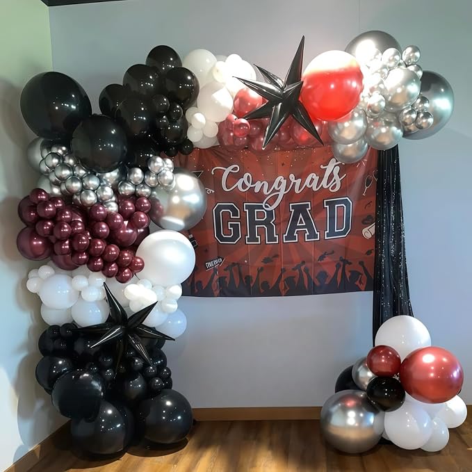 Red and Black Balloon Arch Garland Kit, Graduation Party Decorations, Burgundy - Image 6