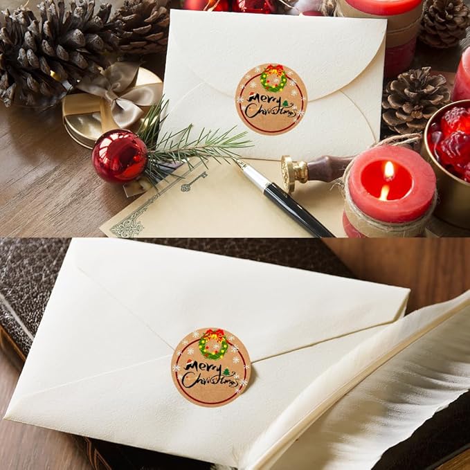 100-1000pcs Custom Stickers Merry Christmas Stickers Personalized Labels Adhesive Xmas Decorative Envelope Seals Stickers for Cards Gift Boxes(VSquare-1)