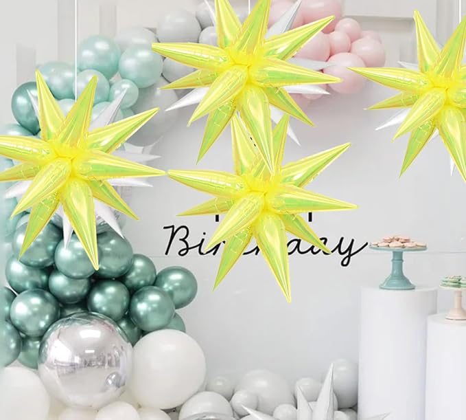 50pcs Iridescent Yellow 26' Water Drop Foil Cone Mylar Balloons Holographic - Image 3