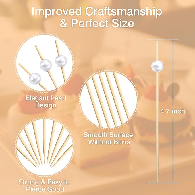 FATLODA 200PCS Cocktail Picks, Wood Food Sticks, Bridal Shower, Party Decor - Image 3