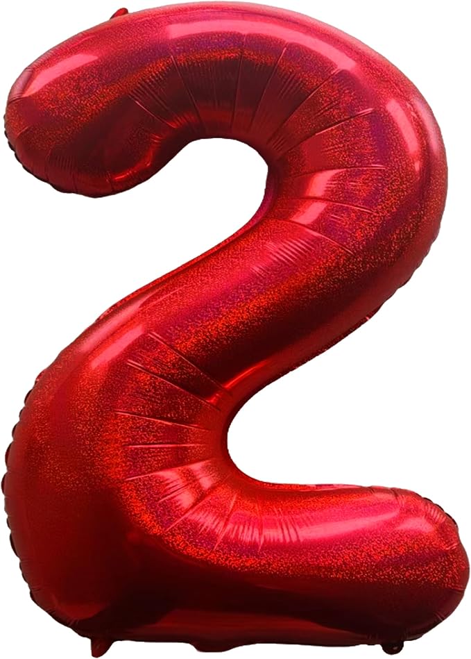 Jonhamwelbor 40 Inch Laser Red Number 2 Balloon Foil Mylar Giant Balloon by Jonhamwelbor