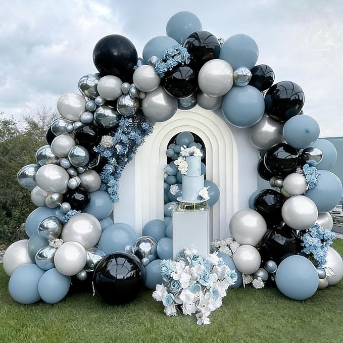 50pcs Matte Dusty Blue Party Balloons, 12 Inch | Slate Blue Latex Helium - Image 5
