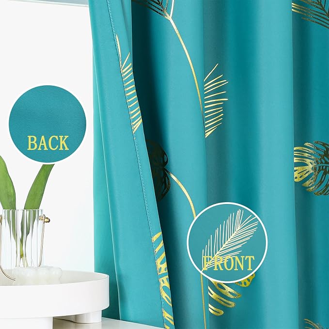 Teal Blackout Curtains 72 Inches Long, Grommet Curtains - Image 3