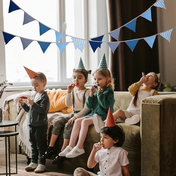 2Pcs Triangle Bunting Flag No-DIY Cotton Fabric Garland Reusable Party Banner - Image 6