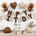 29PC Cream Brown Happy Birthday Balloon Banner, 16Inch 3D Aluminum Letter by Paready