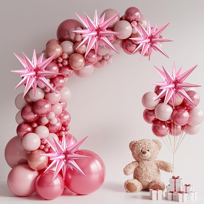 Pink Star Balloons, 22/27 Inch Pink Star Foil Balloons, Aluminum Foil Balloon - Image 5