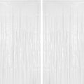 PIGETALE 2 Pack 3.2 ft x 8.2 ft White Tinsel Curtain Party Backdrop Decorations by welcomePIGETALE