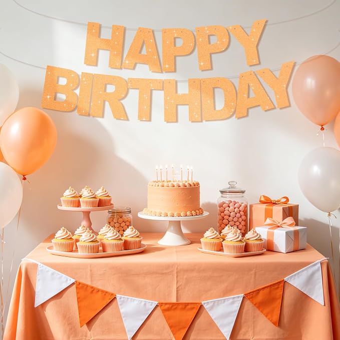 BEISHIDA Pre-Strung Light Orange Happy Birthday Banner Party Sign Decor | - Image 5