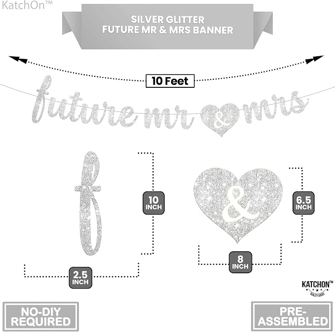 KatchOn Glitter Future Mr & Mrs Banner 10 Ft, Engagement Party Decorations | - Image 2