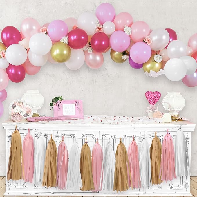 Pink Tassel Garland for Baby Shower Birthday Party Decorations - Image 4