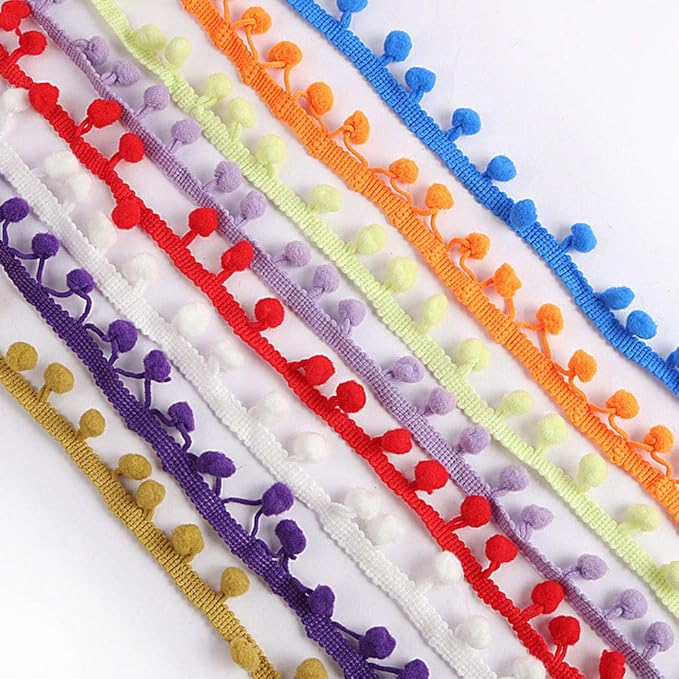 24yards Pom Pom Trim Random 0.39 to 0.59inch Ball Fringe Garland Ribbon Sewing - Image 5
