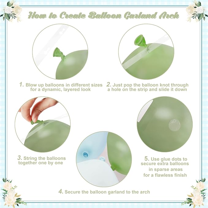 Dusty Blue Sage Green Balloon Arch Kit - Image 6