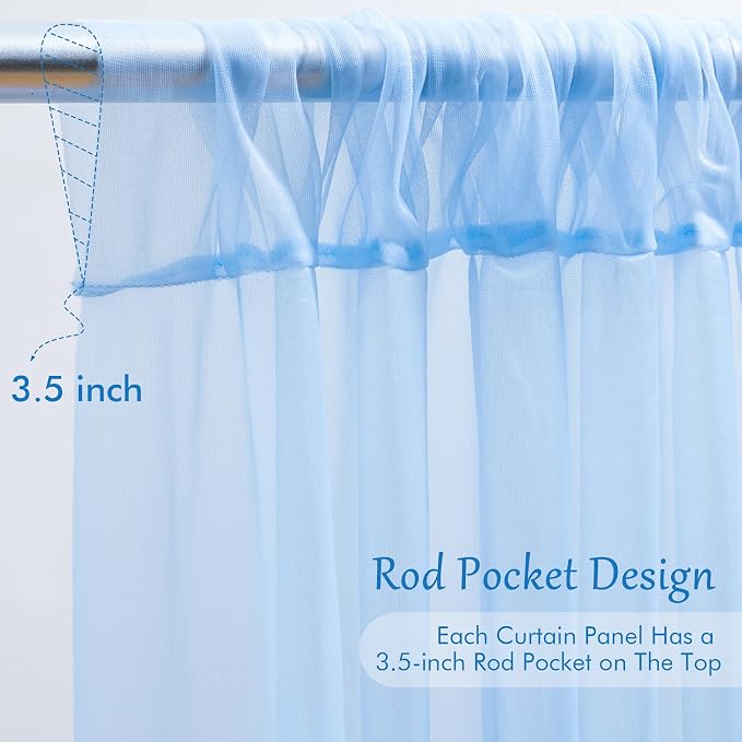 10x8ft Baby Blue Tulle Backdrop Curtain - Image 5