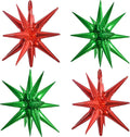 TONIFUL 4Pcs Explosion Star Balloons Red and Green Foil Balloon Party Decor | by TONIFUL