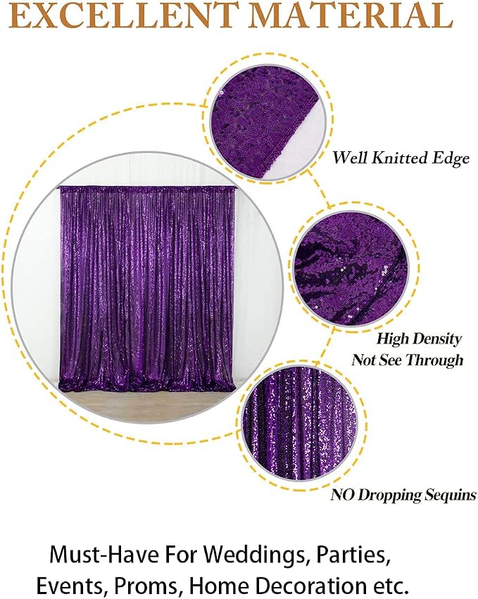 ShinyBeauty Purple Sequin Backdrop 10FTx10FT - Image 4