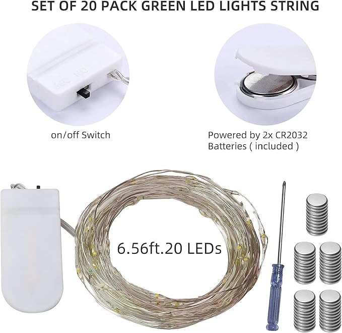 LAMPHOME 20 Pack Easter Fairy Lights Battery Operated - 7ft 20 LED Copper Wire Mini String Light Firefly for Mason Jars DIY Crafts Christmas Wedding Party Centerpiece Table Easter Decor,Multicolor