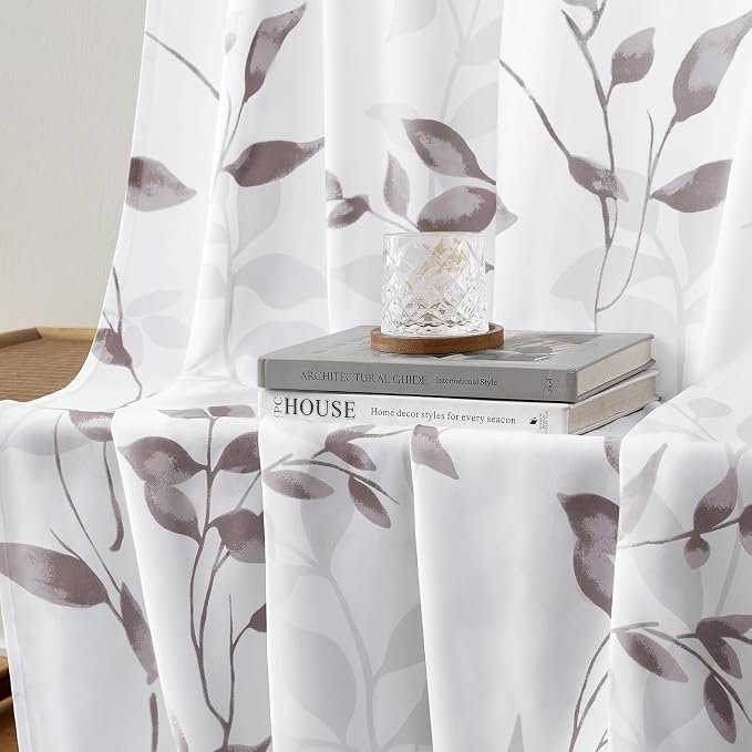 HOMEIDEAS Non-See-Through Dry Rose and White Privacy Sheer Curtains 52 X 63 - Image 5