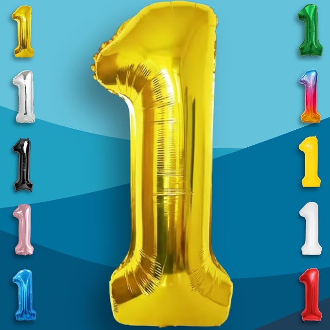 Gold Number Balloon 1 Mylar Foil Balloons 16 inch - Image 3