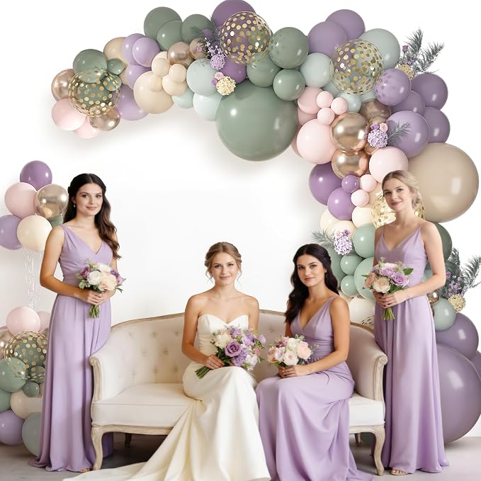 152Pcs Dusty Green Purple Pink Balloons Garland Arch Kit | Different Sizes 18 - Image 3