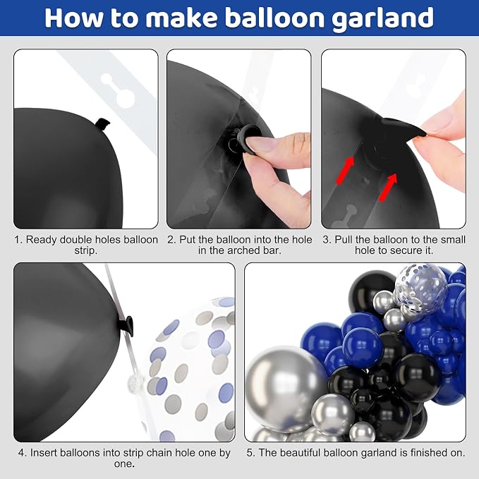 Amandir 153pcs Blue and Black Balloons Arch Garland Kit Different Sizes | 18 12 - Image 3