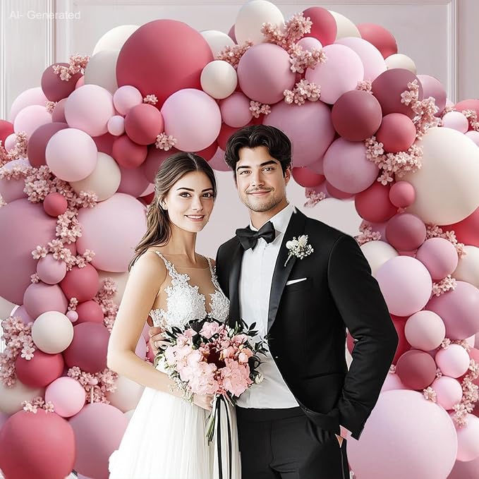 Dusty Rose Pink Balloon Arch Kit, Double Stuffed Pastel Pink Balloons - Image 5