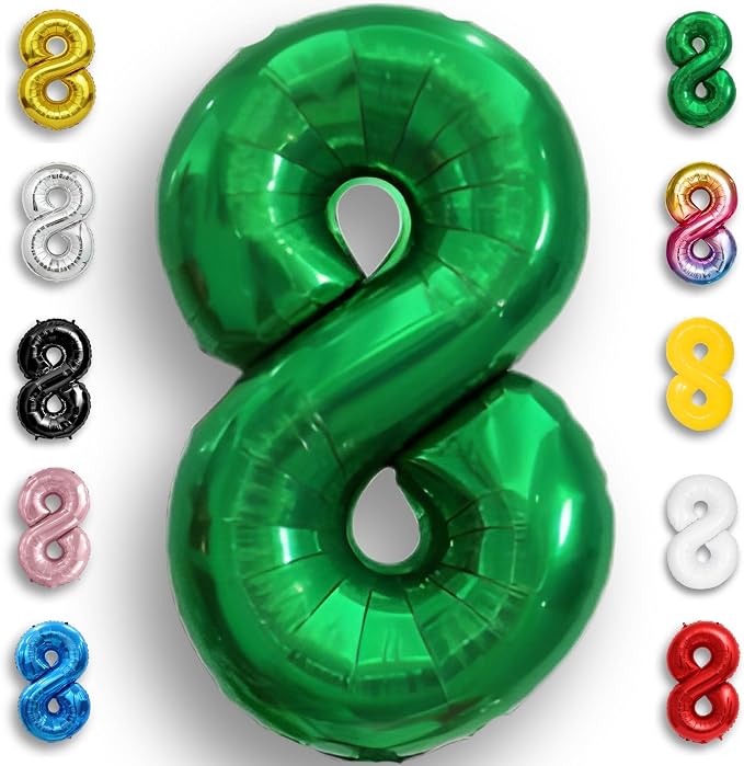 Green Number Balloon 8 Mylar Foil Balloons 32 inch by Unknown