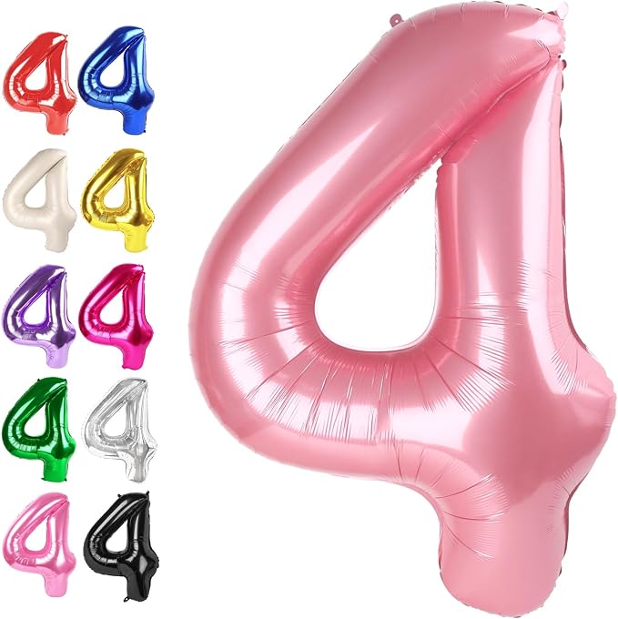 Pearl Pink Number 4 Balloon 40 inch, Balloon numbers party supplies, deco photo by Upgesy